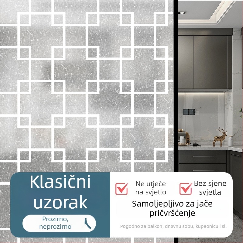 PVC folija za privatnost prozora – samoljepljiva, moderni minimalistički stil, jednobojni uzorak, 1 komad