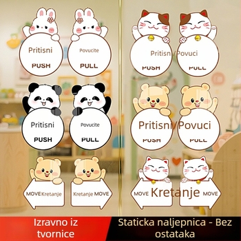 Crtić Lucky Cat za staklena klizna vrata – PVC elektrostatne naljepnice, 2 komada, vodootporne