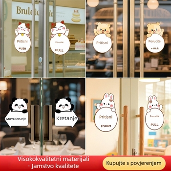 Crtić Lucky Cat za staklena klizna vrata – PVC elektrostatne naljepnice, 2 komada, vodootporne