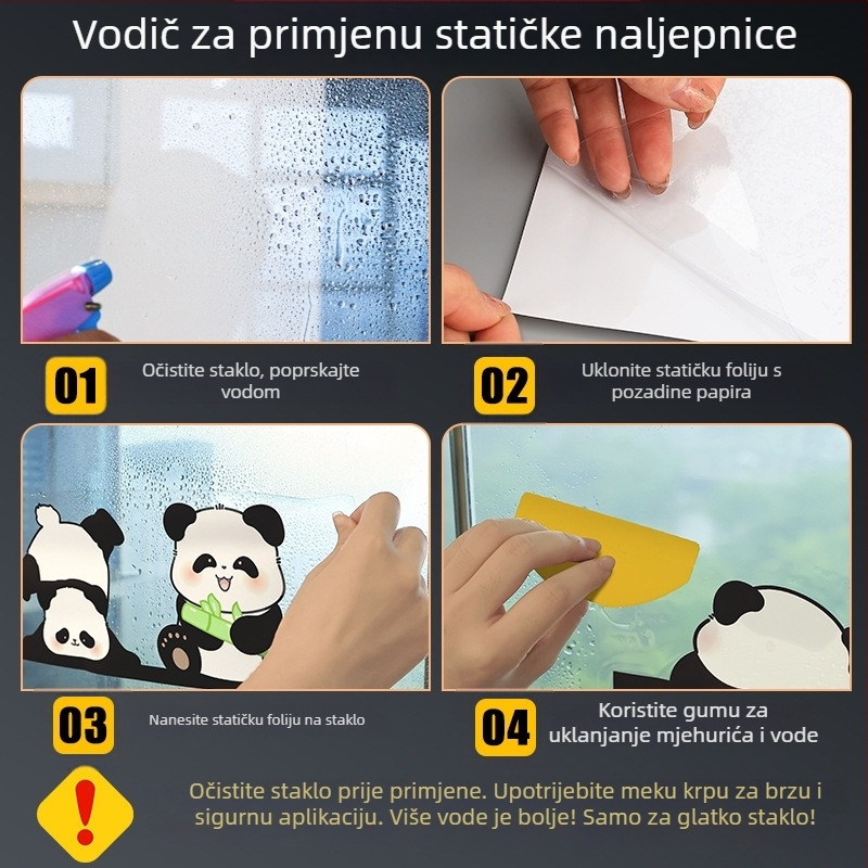 Crtić Lucky Cat za staklena klizna vrata – PVC elektrostatne naljepnice, 2 komada, vodootporne