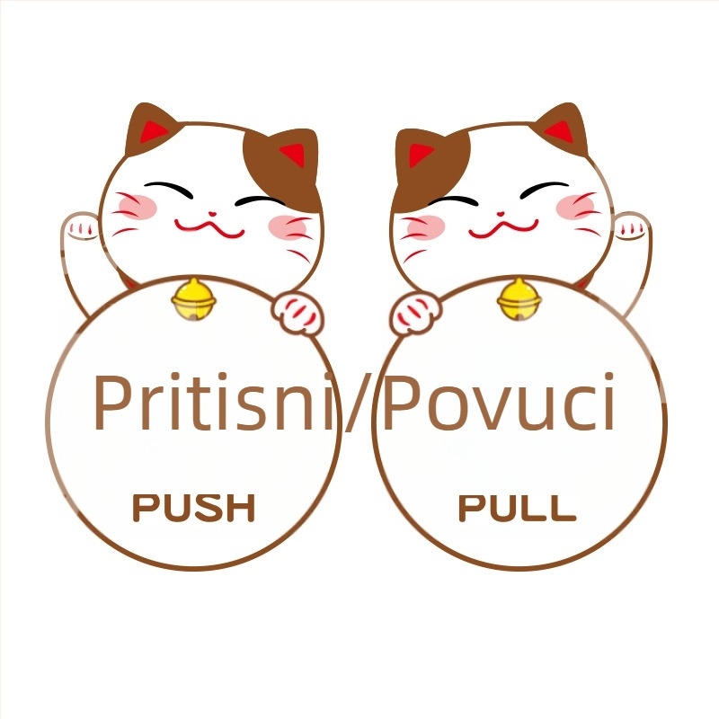 Crtić Lucky Cat za staklena klizna vrata – PVC elektrostatne naljepnice, 2 komada, vodootporne