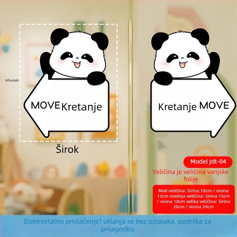 Crtić Lucky Cat za staklena klizna vrata – PVC elektrostatne naljepnice, 2 komada, vodootporne