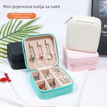 Prijenosna kutija za pohranu nakita od PU kože, kompaktni organizator za ogrlice, naušnice, prstene, ruž za usne i satovi, privatna oznaka dostupna