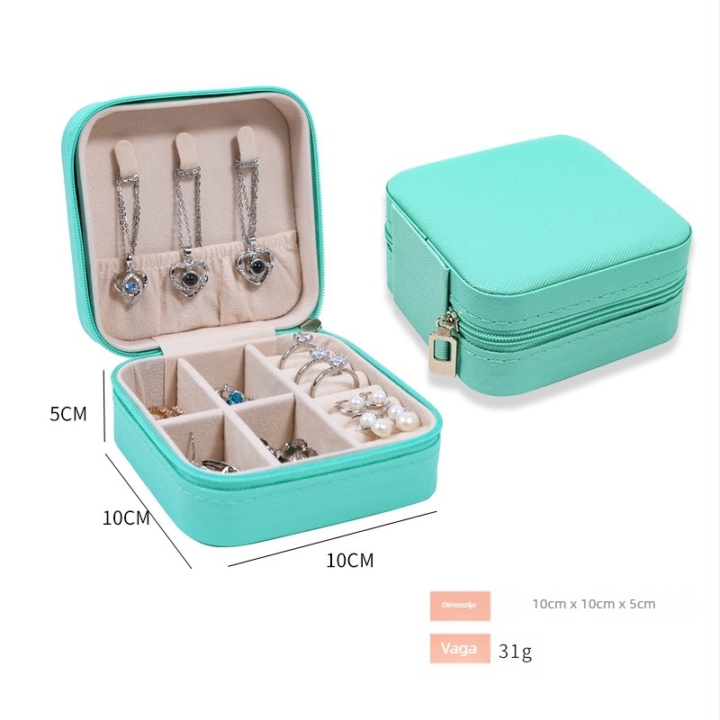 Prijenosna kutija za pohranu nakita od PU kože, kompaktni organizator za ogrlice, naušnice, prstene, ruž za usne i satovi, privatna oznaka dostupna