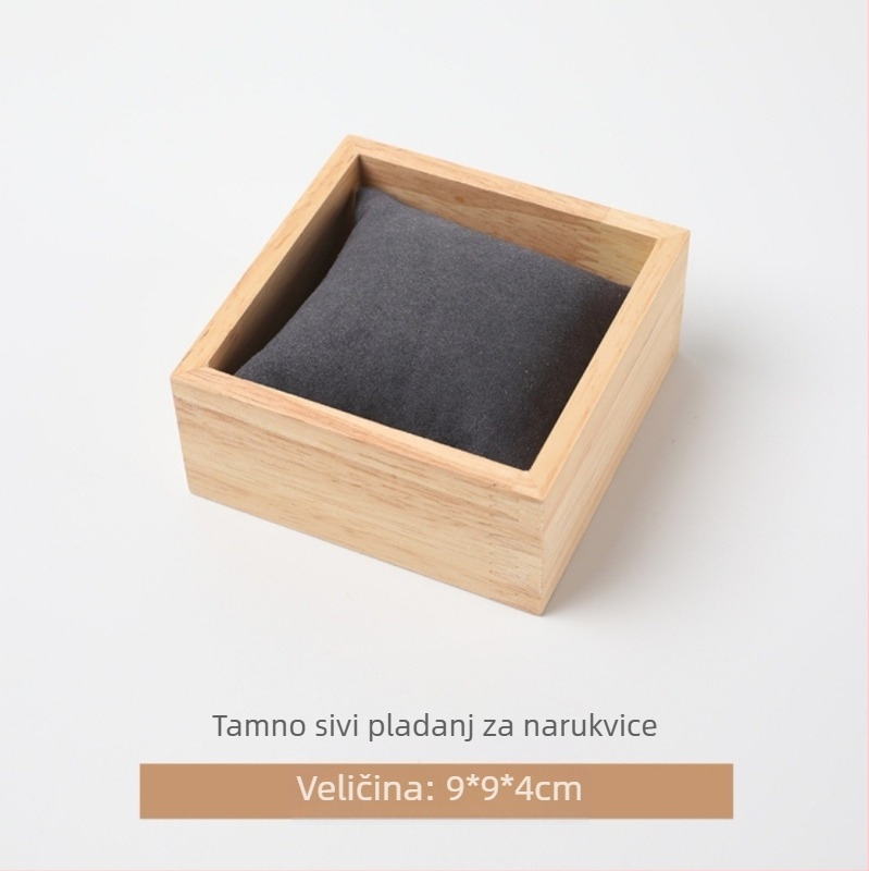 Drvena kutija za prikazivanje narukvica s mikrovlaknastim baršunom i jastučićem za satove/narukvice; mogućnost prilagodbe obrade