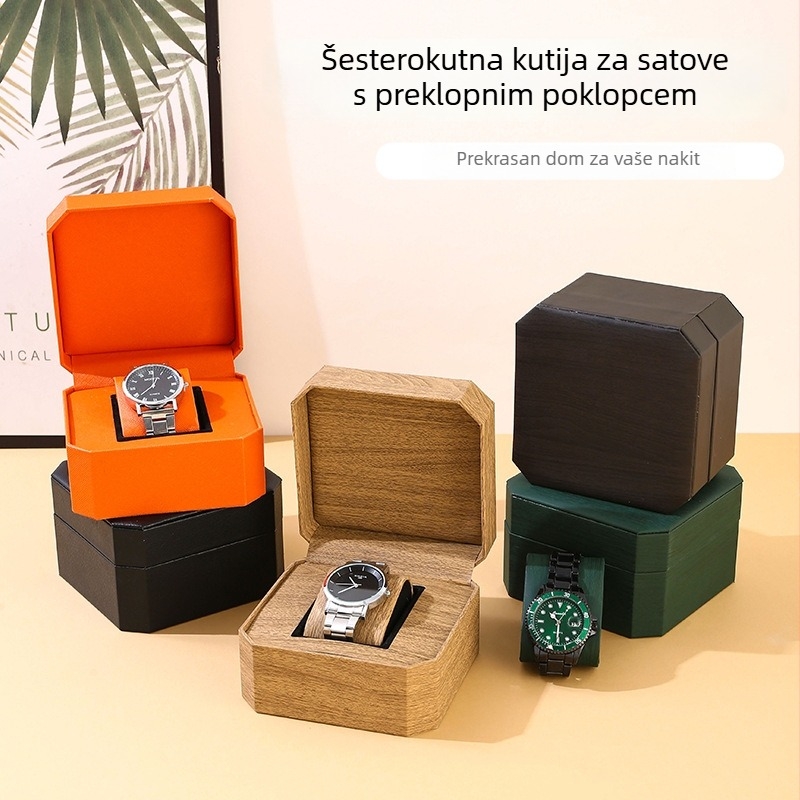 Osmerokutna PU kožna kutija za satove – kutija za pakiranje satova, podrijetlo Zhejiang Yiwu, šifra ZQP/546582