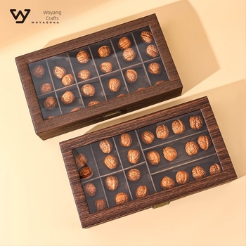 Kutija za nakit s vintage drvenim uzorkom i kožnim izgledom, kutija za skladištenje/izlaganje oraha i nakita, dekorativna glava lava, izložba Buddha perli; Materijal: Cortex.