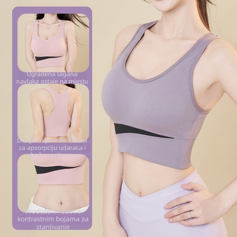 Bežični ženski sportski grudnjak s punim košem, prozračan, upija vlagu, brzo suši, pogodan za trčanje i jogu