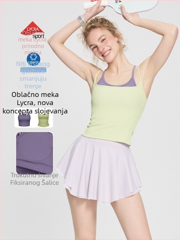 Ženski fitness grudnjak s fiksnim košaricama, prozračna najlonsko/spandeks tkanina, pune košarice, tanko oblikovane košarice, fiksne dvostruke naramenice