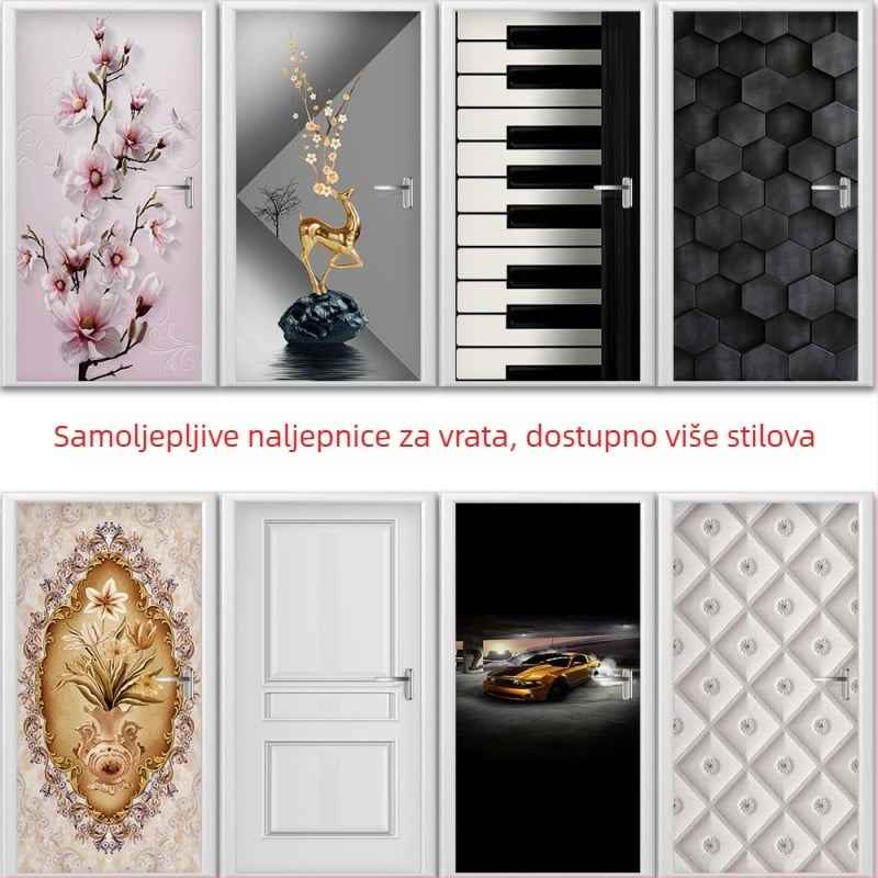Shangyi Kreativni Nordic Minimalist PVC Vodootporne Naljepnice za Vrata, Ormar, Spavaću Sobu i Hladnjak – Samoljepljive PVC Naljepnice, 2 Komada