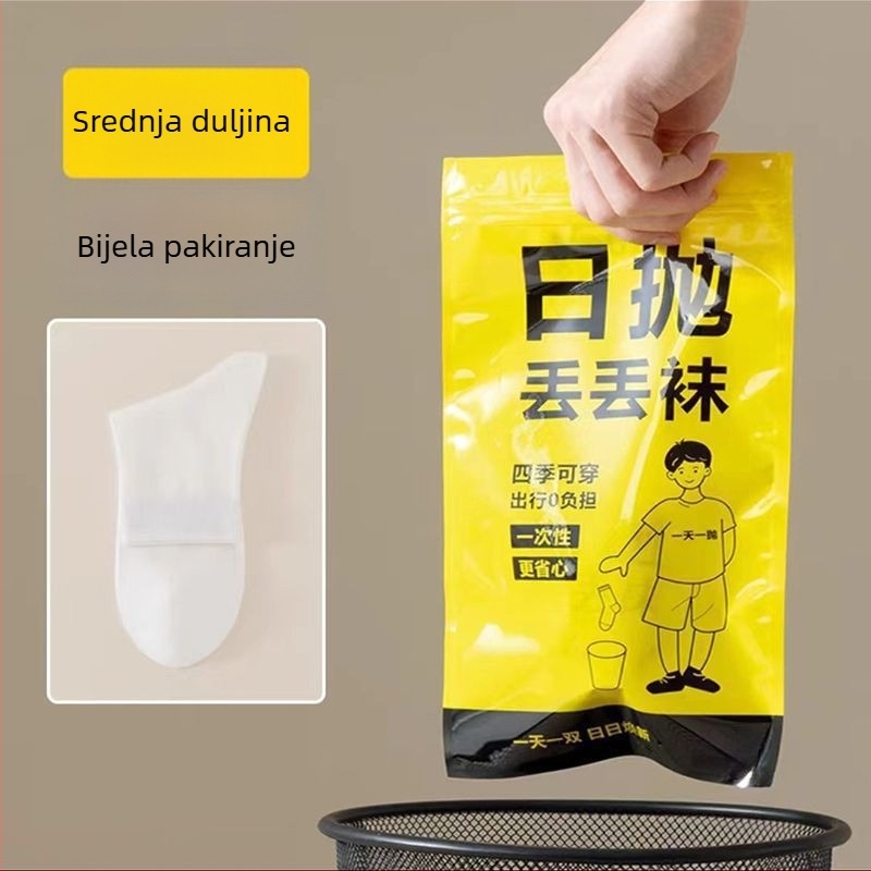 Jednokratne pamučne čarape srednje visine, unisex, jednobojne, 80–90% pamuk, pletene dvostrukom iglom