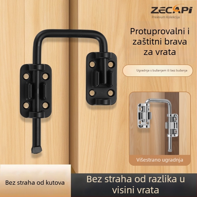 Vrata zasun bez bušenja, cinkova legura, višestruki kutni mehanizam 90°/180°, elektroplatirani završni premaz