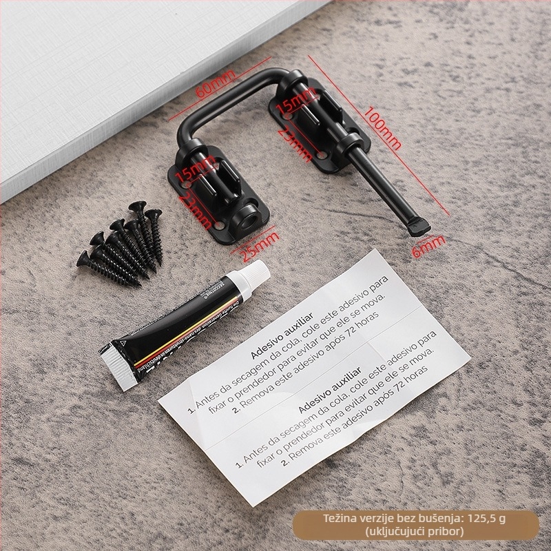 Vrata zasun bez bušenja, cinkova legura, višestruki kutni mehanizam 90°/180°, elektroplatirani završni premaz