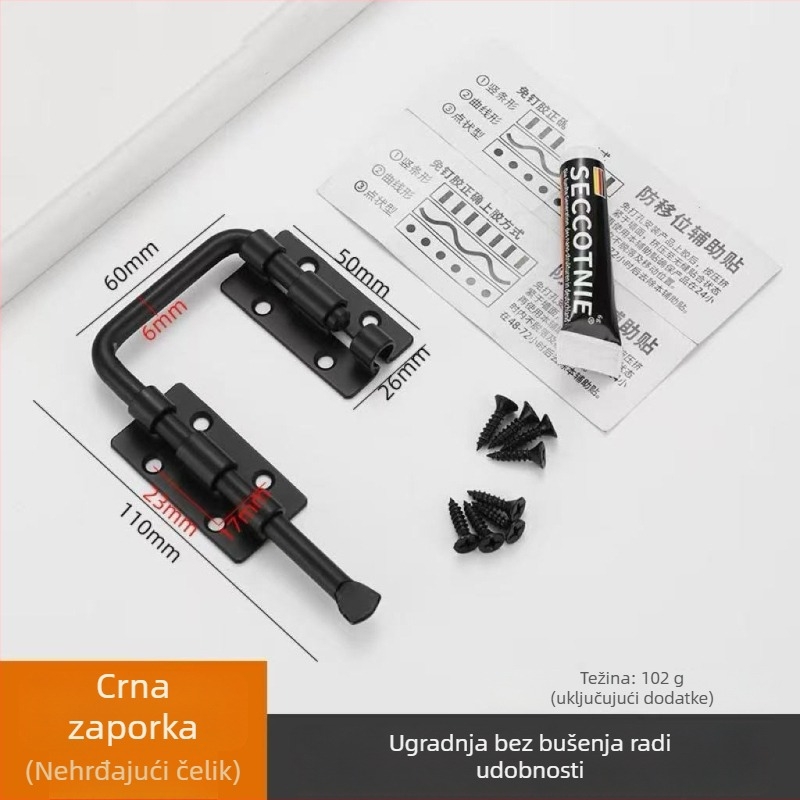 Vrata zasun bez bušenja, cinkova legura, višestruki kutni mehanizam 90°/180°, elektroplatirani završni premaz