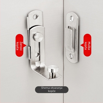 Brava za vrata od nehrđajućeg čelika, polirana površina, moderni minimalistički stil, brend Three cats, model Door lock latch