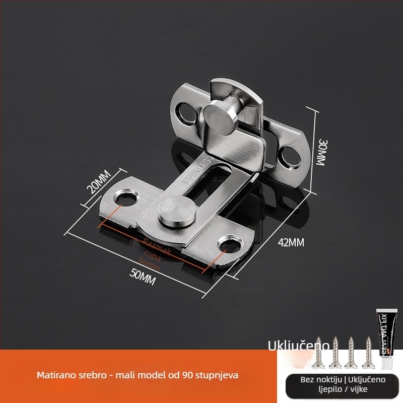 Brava za vrata od nehrđajućeg čelika, polirana površina, moderni minimalistički stil, brend Three cats, model Door lock latch
