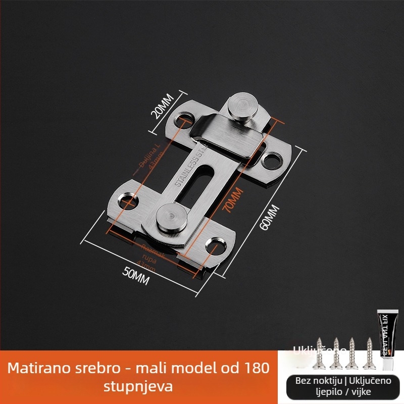 Brava za vrata od nehrđajućeg čelika, polirana površina, moderni minimalistički stil, brend Three cats, model Door lock latch