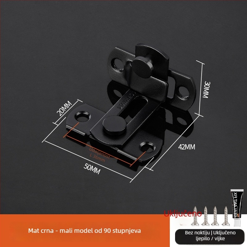 Brava za vrata od nehrđajućeg čelika, polirana površina, moderni minimalistički stil, brend Three cats, model Door lock latch