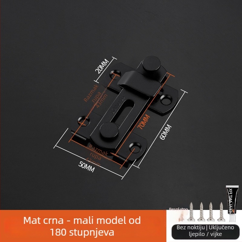 Brava za vrata od nehrđajućeg čelika, polirana površina, moderni minimalistički stil, brend Three cats, model Door lock latch