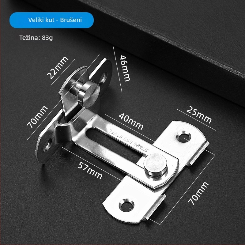 Nerđajući čelični leptirasti zasun za vrata, model YJD006, završna obrada brušena/mat, marka Yijinda, moderan minimalistički stil