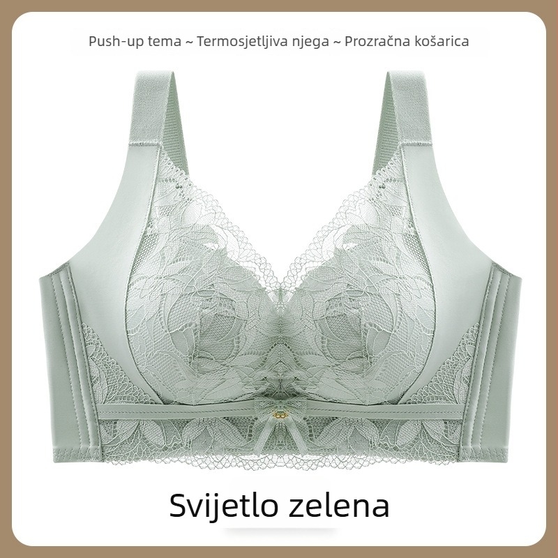Ženski grudnjak bez žice, košarica 3/4, oblikovanje, perforirane čašice, prozračna čipka, podesiva, bez šavova