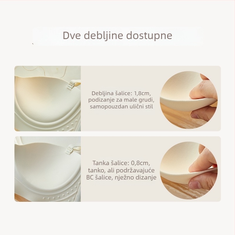 Bez ramena grudnjak za male grudi, push-up, bez šavova, prozračan, od najlona