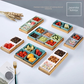 Melamin tanjur nordijskog stila s četiri odjeljka za grickalice, orašaste plodove, suho voće i umake