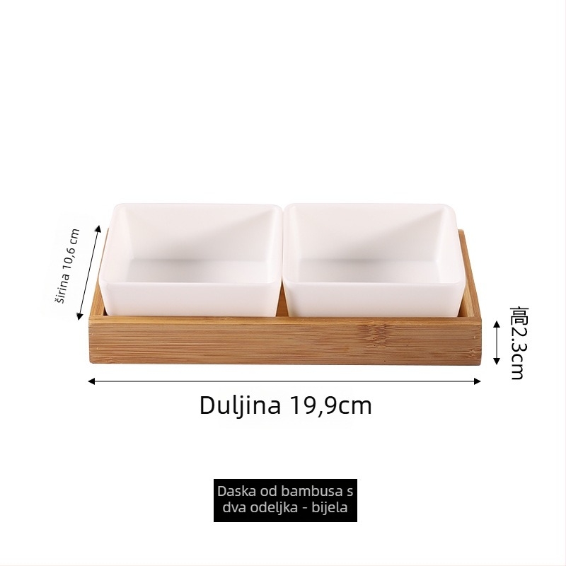 Melamin tanjur nordijskog stila s četiri odjeljka za grickalice, orašaste plodove, suho voće i umake