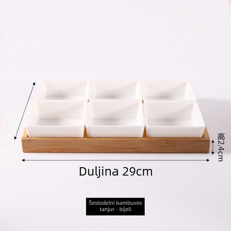 Melamin tanjur nordijskog stila s četiri odjeljka za grickalice, orašaste plodove, suho voće i umake