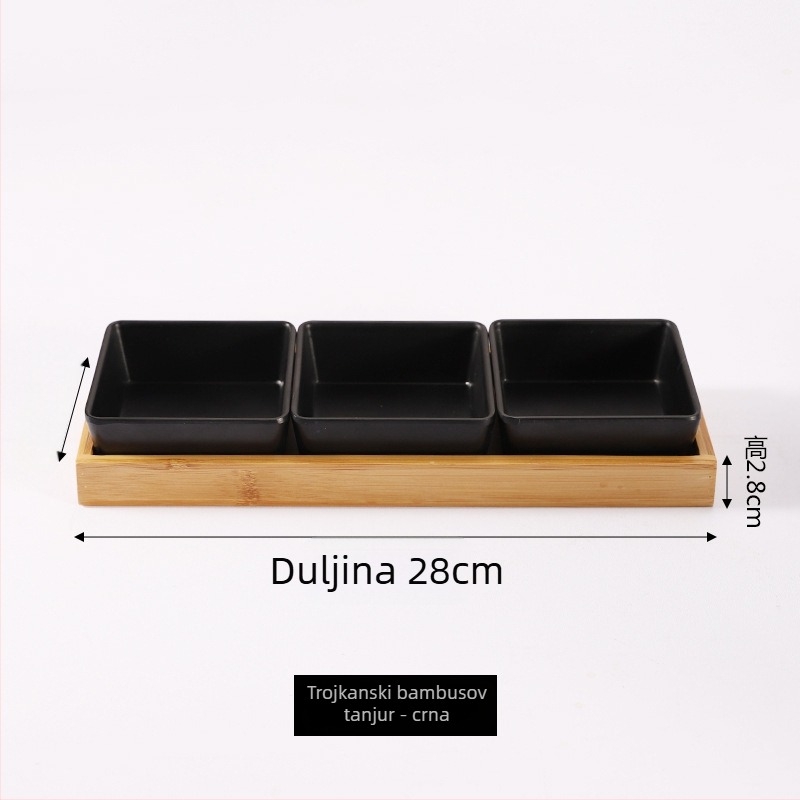 Melamin tanjur nordijskog stila s četiri odjeljka za grickalice, orašaste plodove, suho voće i umake