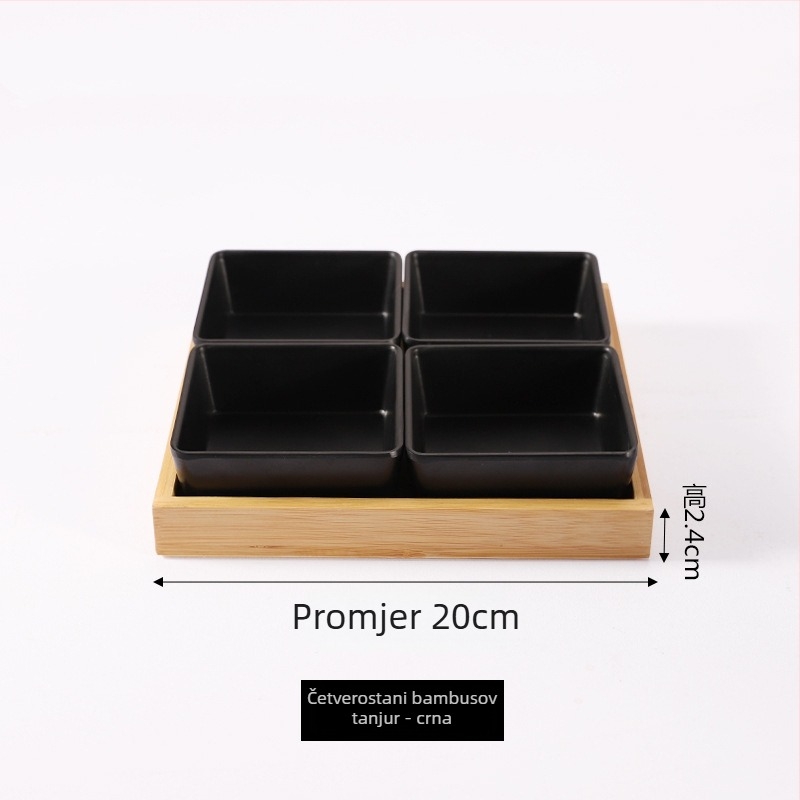 Melamin tanjur nordijskog stila s četiri odjeljka za grickalice, orašaste plodove, suho voće i umake