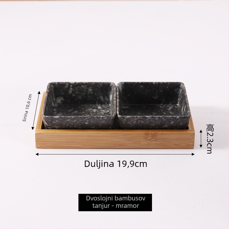 Melamin tanjur nordijskog stila s četiri odjeljka za grickalice, orašaste plodove, suho voće i umake