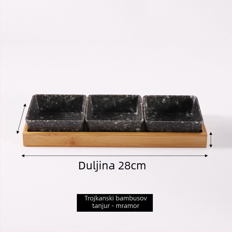 Melamin tanjur nordijskog stila s četiri odjeljka za grickalice, orašaste plodove, suho voće i umake