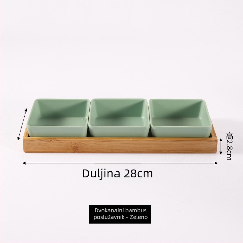 Melamin tanjur nordijskog stila s četiri odjeljka za grickalice, orašaste plodove, suho voće i umake