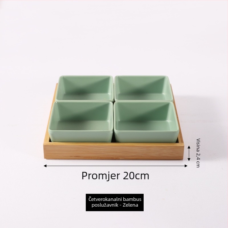 Melamin tanjur nordijskog stila s četiri odjeljka za grickalice, orašaste plodove, suho voće i umake