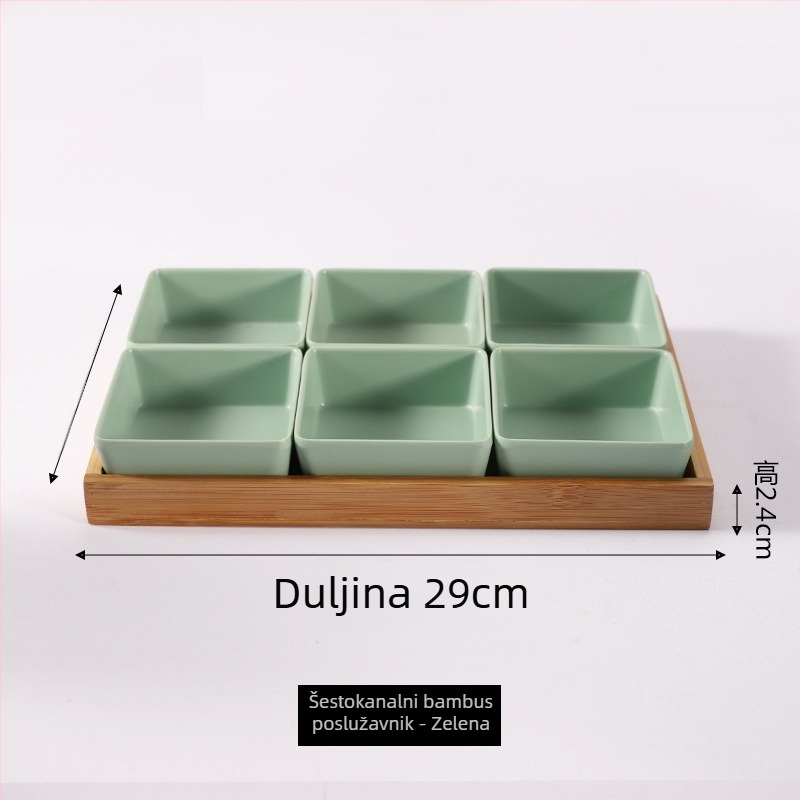 Melamin tanjur nordijskog stila s četiri odjeljka za grickalice, orašaste plodove, suho voće i umake