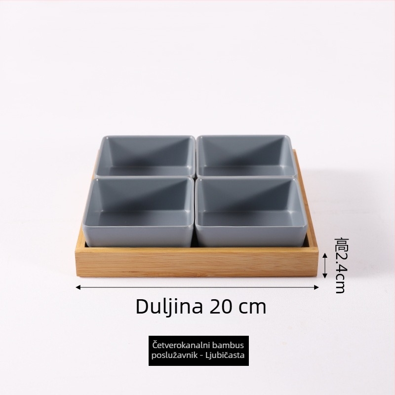 Melamin tanjur nordijskog stila s četiri odjeljka za grickalice, orašaste plodove, suho voće i umake