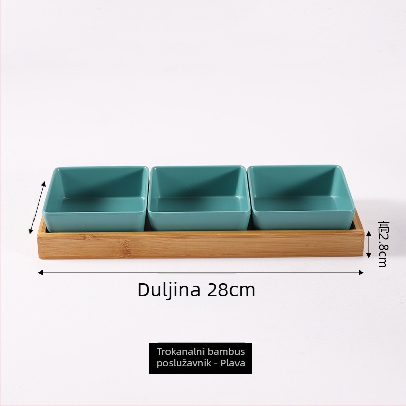 Melamin tanjur nordijskog stila s četiri odjeljka za grickalice, orašaste plodove, suho voće i umake