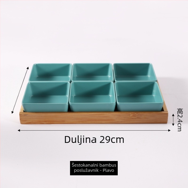 Melamin tanjur nordijskog stila s četiri odjeljka za grickalice, orašaste plodove, suho voće i umake