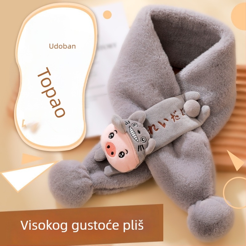Šal od umjetne zajčje dlake, cartoon uzorak, unisex dizajn, zadržava toplinu, japansko-korejski stil.