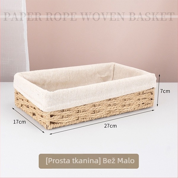 Pletena košara za pohranu za stolnu površinu, dizajn od papirnoga užeta, model 126, moderan minimalistički stil