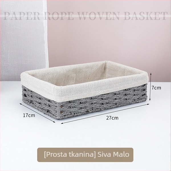 Pletena košara za pohranu za stolnu površinu, dizajn od papirnoga užeta, model 126, moderan minimalistički stil