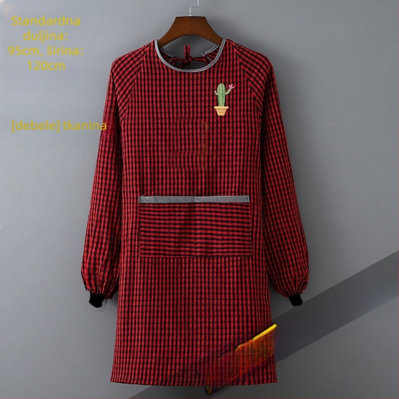 Pregača bez rukava, od pamuka, otporna na mrlje, karirani uzorak, debela otpornost na habanje