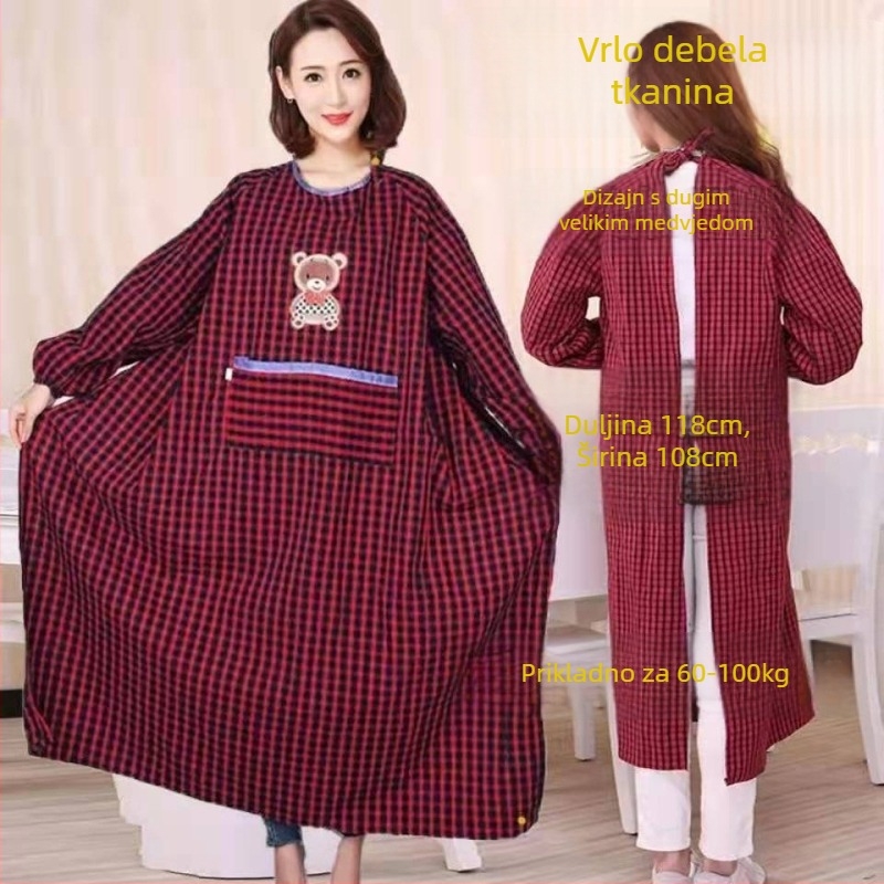 Pregača bez rukava, od pamuka, otporna na mrlje, karirani uzorak, debela otpornost na habanje