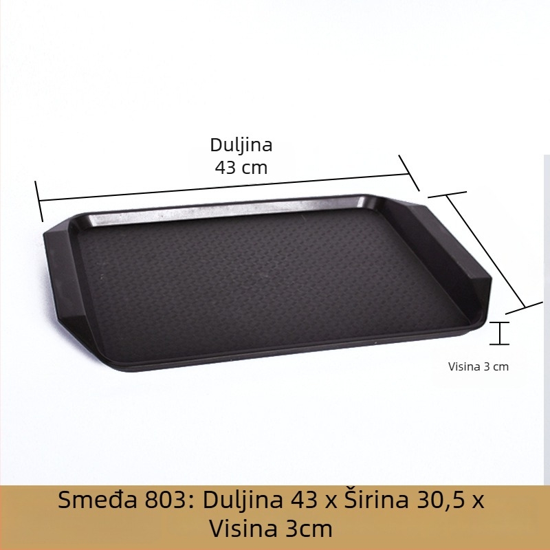 Plastična pravokutna tacna za posluživanje — glazirana površina, moguć ispis logotipa, mikrovalna pećnica nije dostupna