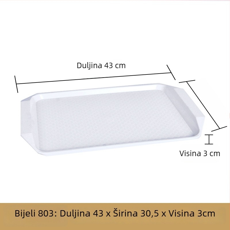 Plastična pravokutna tacna za posluživanje — glazirana površina, moguć ispis logotipa, mikrovalna pećnica nije dostupna