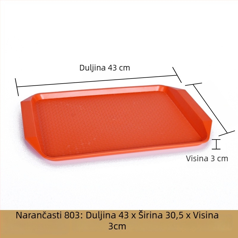 Plastična pravokutna tacna za posluživanje — glazirana površina, moguć ispis logotipa, mikrovalna pećnica nije dostupna