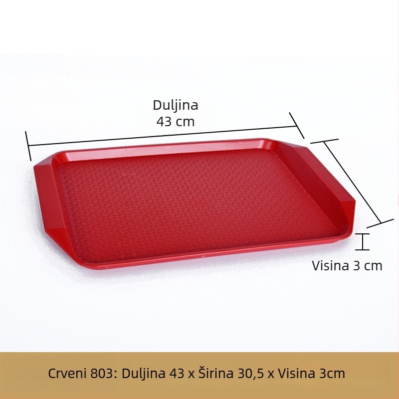 Plastična pravokutna tacna za posluživanje — glazirana površina, moguć ispis logotipa, mikrovalna pećnica nije dostupna