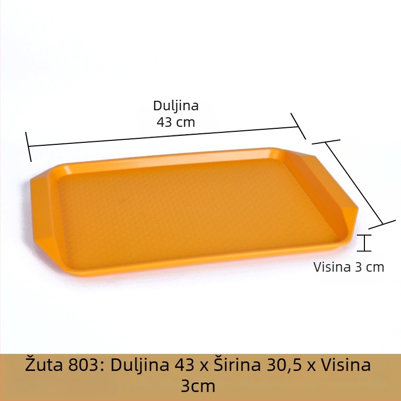 Plastična pravokutna tacna za posluživanje — glazirana površina, moguć ispis logotipa, mikrovalna pećnica nije dostupna