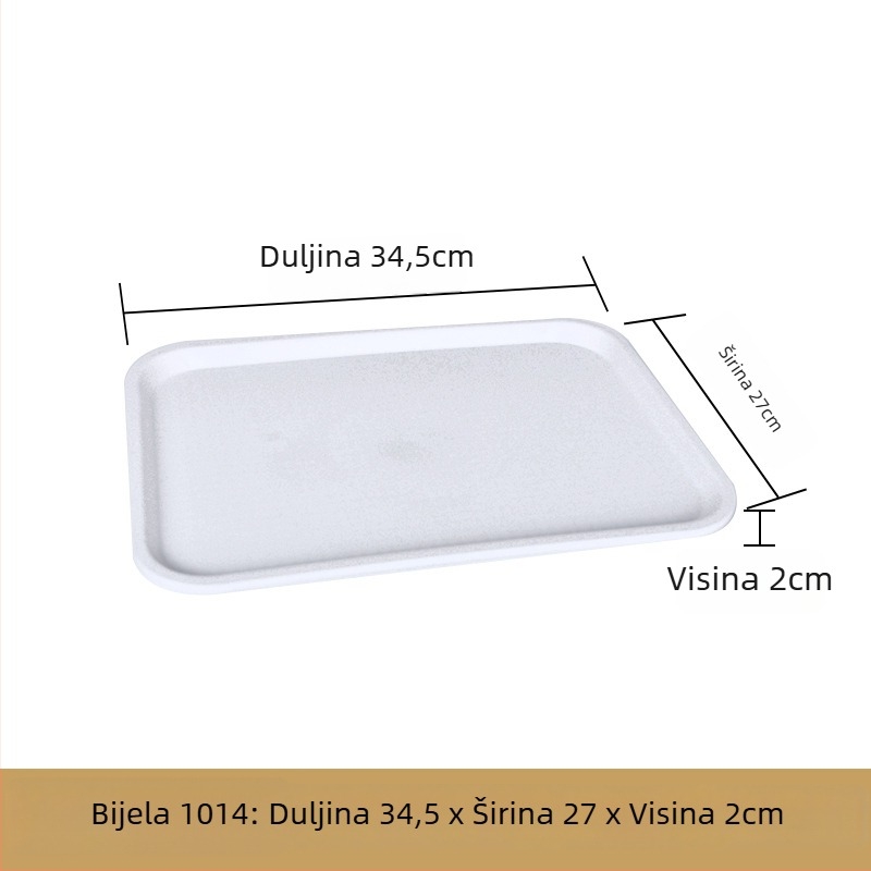 Plastična pravokutna tacna za posluživanje — glazirana površina, moguć ispis logotipa, mikrovalna pećnica nije dostupna